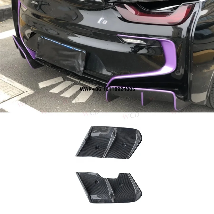 2014-2018 for  I8 Sports Carbon Fiber Rear Bumper Diffuser Top Car Style New Condition with Exhaust Cut-Outs