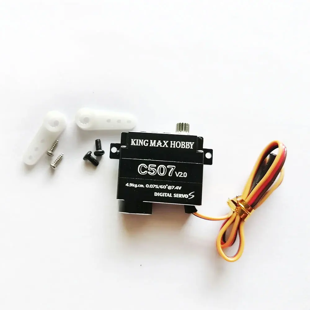 Kingmax-C507 V2.0 Digital Servo Aço Engrenagens para RC Avião, Aeronaves, Planador Sailplane, CNC fino, 9g, 4,9 kg