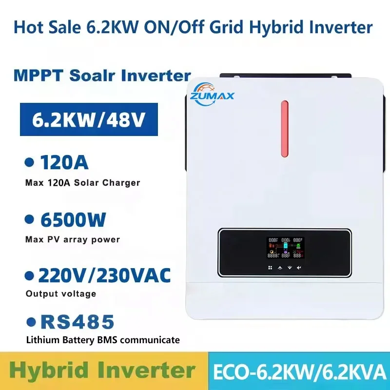 2024 Latest Models 3.6kw 4.2kw 6.2kw 7.2kw 8.2kw 10KW on grid off gird MPPT Hybrid Solar inverter