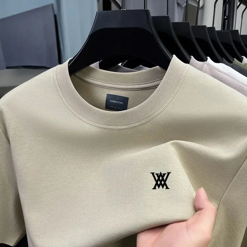 Hochwertiges Marken-T-Shirt für Herren mit Kurzarm, Bedrucktem Design, Rundhalsausschnitt, 2026 Sommer Neuheit, Baumwollmischung, Lässiges Einfarbiges T-Shirt – Detail 16