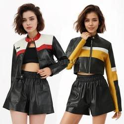 2024 Women Fashion Motorcycle Pu Leather Jacket Spring Autumn Vintage Punk Zipper Short Coats Female Casual Biker Coat Outwear