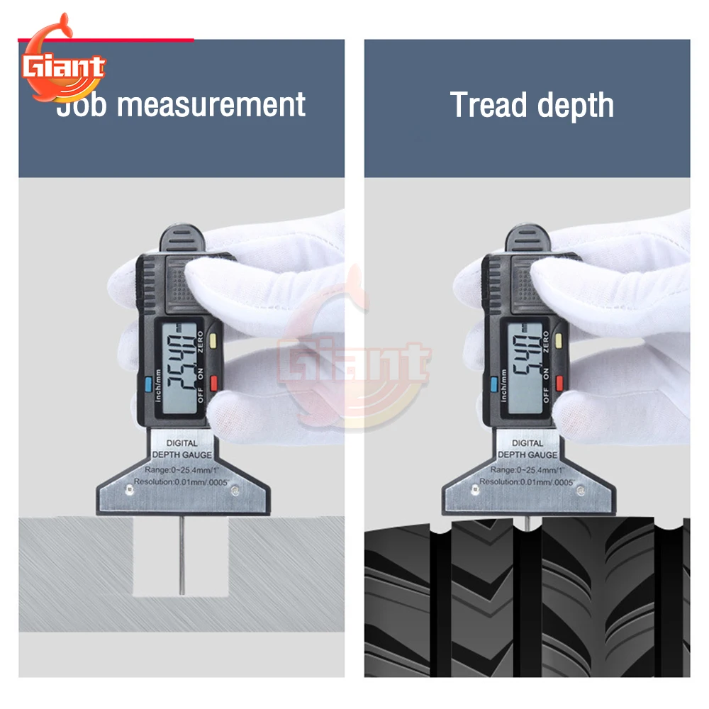 Electronic Digital Depth Gauge LCD Height Gauges Electronic Indicator Tyre Tire Tread Depth Gauge Meter Detection Measurer Tools