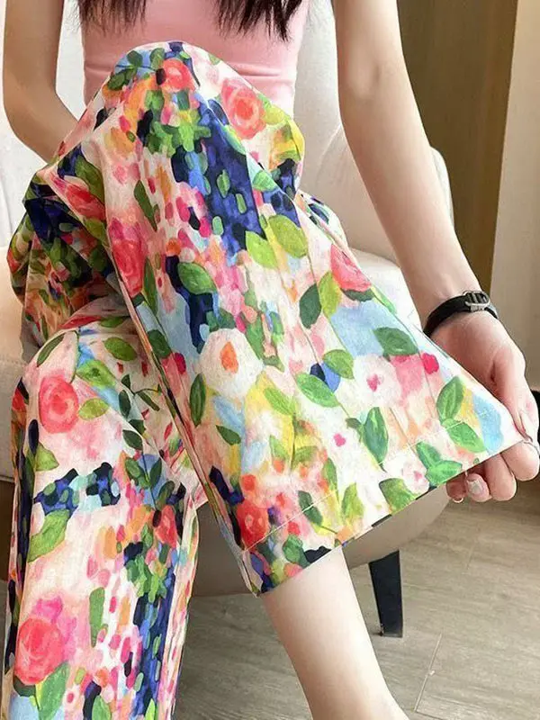 

Cool Feeling Cotton Silk Sp Pants Women Summer Long Thin Large Size Loose Straight Casual Nine Points Home Clothes Can Be ...