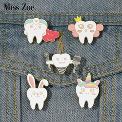 Oral Health Enamel Pins Custom Tooth Fairy Brooches Dentist Lapel Badges Fun Dental Implant Jewelry Gift for Kids Friends