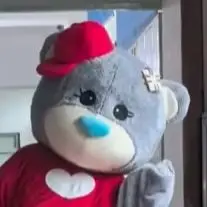 

Grey Teddy Bear with Red T-shirt Mascot Costume Anime Cosplay Christmas Halloween Carnival Fancy Party Events Christmas Gift