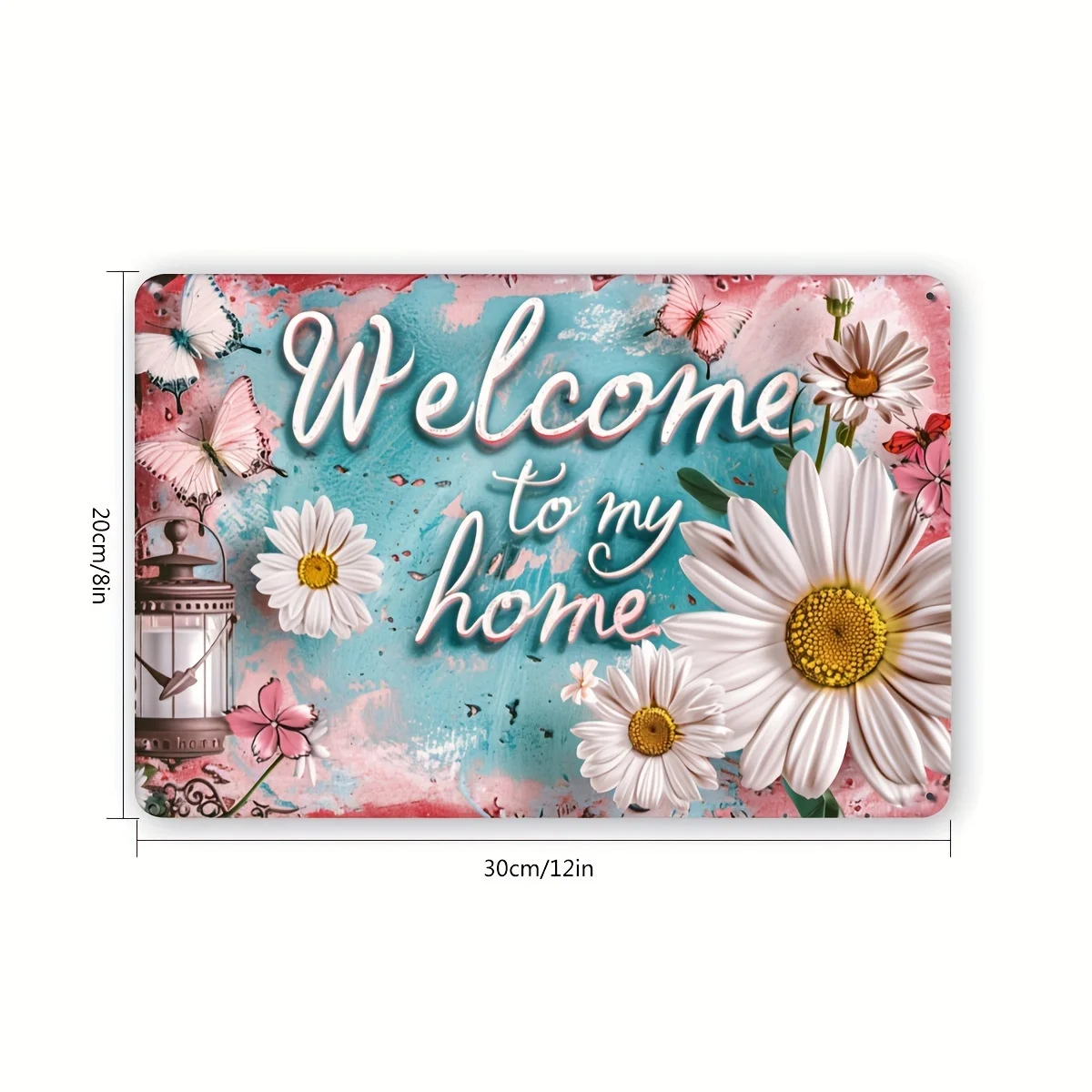 Daisy Welcome Sign Vintage Metal Tin Plaque, 3D Relief Design, Suitable for Indoor And Outdoor Decoration, Hanging Tin Art for W