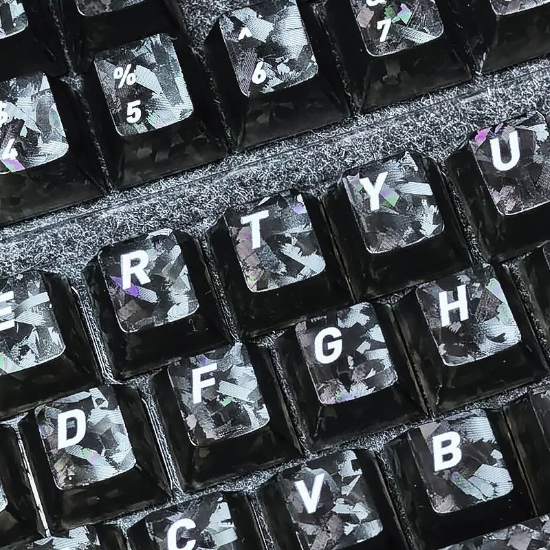 Carbon Fiber Pattern Keycaps PC Transparent Cherry Profile Keycaps Compatible with WOOTING Magnetic Axis Mechanical Keyboard