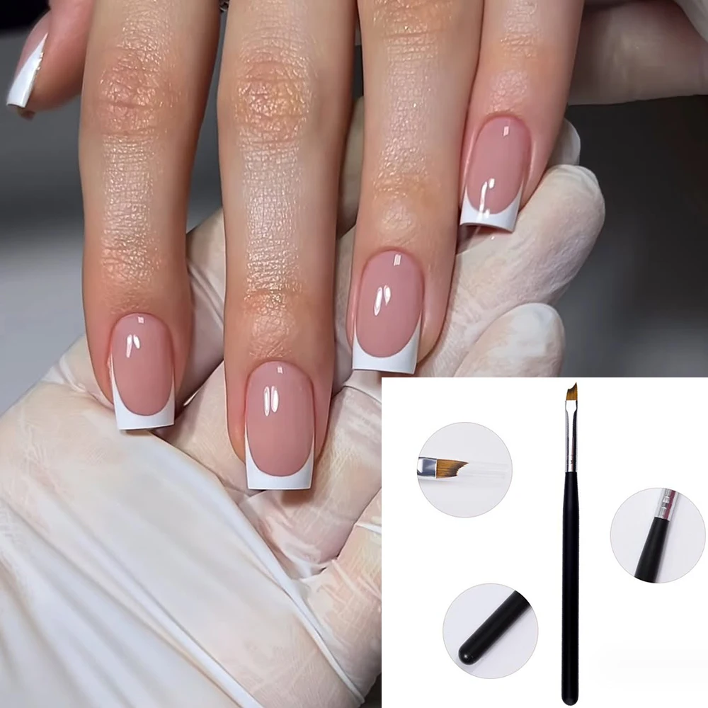 

1 шт., 16 см, кисть для французских ногтей, косая ручка для французских ногтей, черная ручка, кисти для улыбки, кисти для геля для ногтей, акриловые инструменты для рисования ногтей