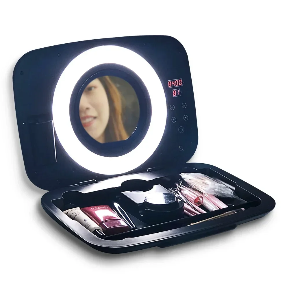 

Yidoblo AS-20 Cosmetic Case Ring Lamp 2800-9900K Warm Lamp; Cold Adjustable Bio-color Lamp Soft Light Make Up Portable Hard Case