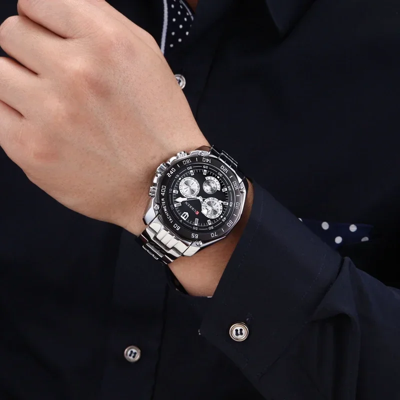 CURREN M8077 Luxury Brand Watches Men Analog Full Steel Quartz Men Watch Business Men Watch  Reloj Hombre Relogio Masculino