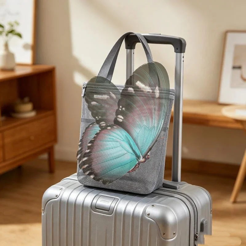 Breathable Mesh Tote With Zipper And Handle Portable Bath Organizer Bag For College Dorm Gym And Travel