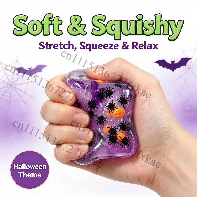 Nee Doh Nice Cube Halloween Spooky Squish Fidget Toy Pumpkin Spider Skull Pattern Stress Relief Squeeze Sensory Toy Gift