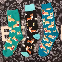 Funny Welsh Corgi  Crew Short Ankle Socks Corgis Love Heart Ass Balloon Bum Cotton Lovely Small Pet Furry Japanese Dog Shiba Inu