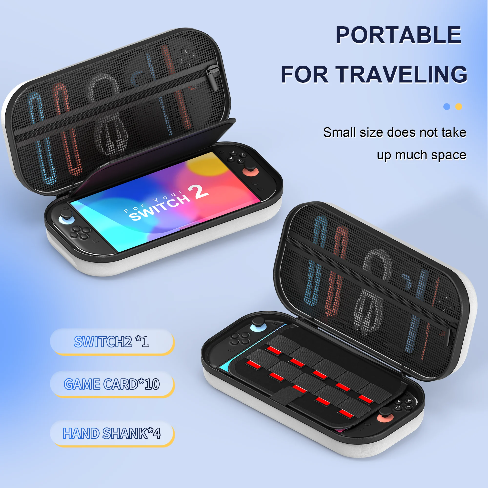 Switch 2 Large Capacity Carrying Case for Nintendo Switch 2 Portable Slim Protective Bag for Switch 2 Holds 10 Game Cartridge