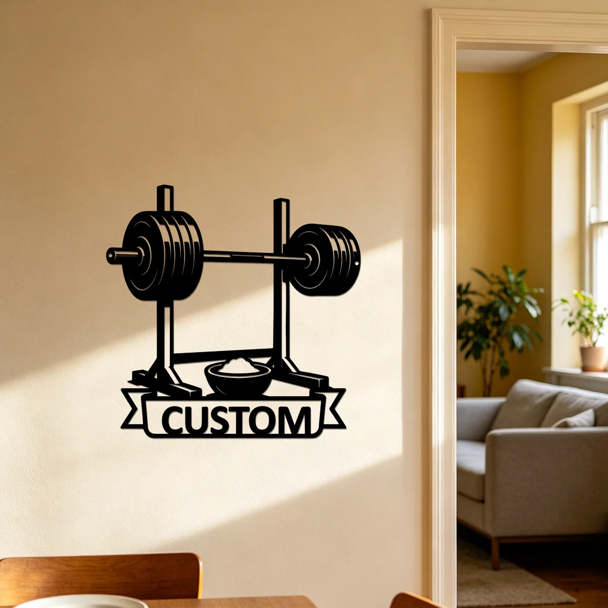 Vintage Gym Name Plate Metal Wall Sign,Custom Name Squat Rack Barbell Wall Art,Weightlifting Wall Plaque,Gym Hobbyist Room Decor