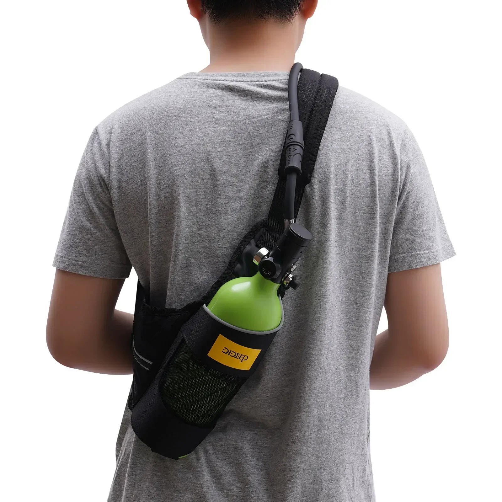 Tabung Oksigen Mini Isi Ulang dengan Kapasitas 1L, Perlengkapan Menyelam Scuba hingga Kedalaman 30 kaki (Tabung Scuba + Tali Pengangkut)