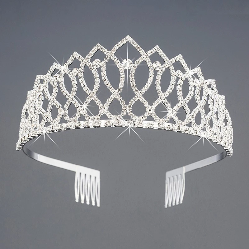 New Crystal Bridal Wedding Rhinestone Tiara Pageant Crown Comb for Ladies Fashion Party Wedding Hair Accessories