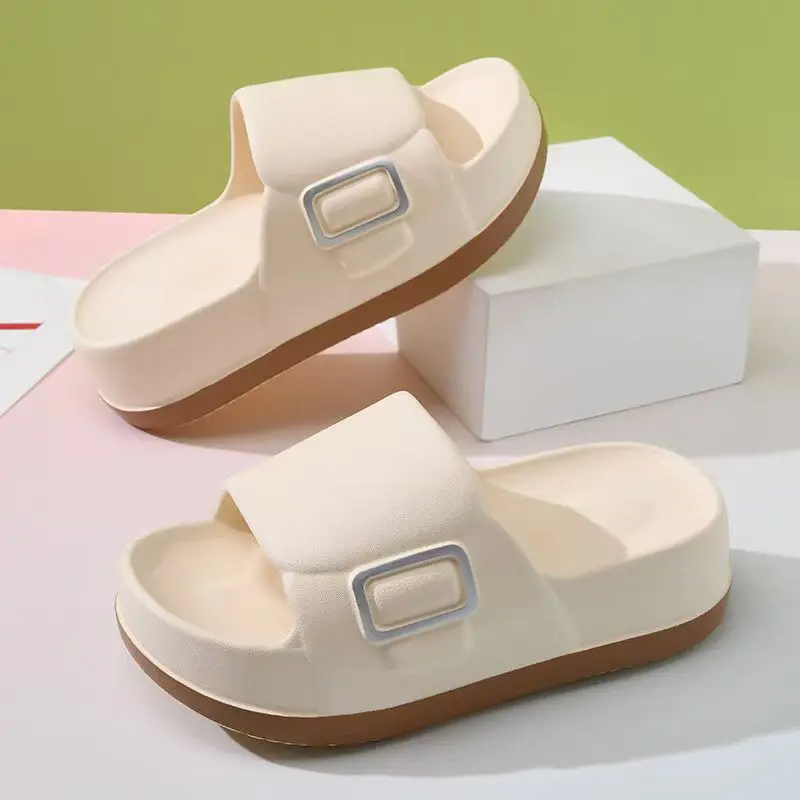 

Женские летние новые тапочки с открытым носком на толстой подошве, легкие нескользящие домашние тапочки, уличные пляжные тапочки, увеличивающие рост