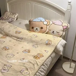 Rilakkuma Blanket Cute Little Bear Blanket Cover Flannel Fleece Air Conditioning Blanket Fashion Casual Home All-Season Blanket