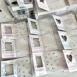 18Pcs Korean INS Hollow Folding Back Card Cute Girl Kpop 3-Inch Photocard Packing DIY Deco Fixed Cardboard Kawaii Card Packaging
