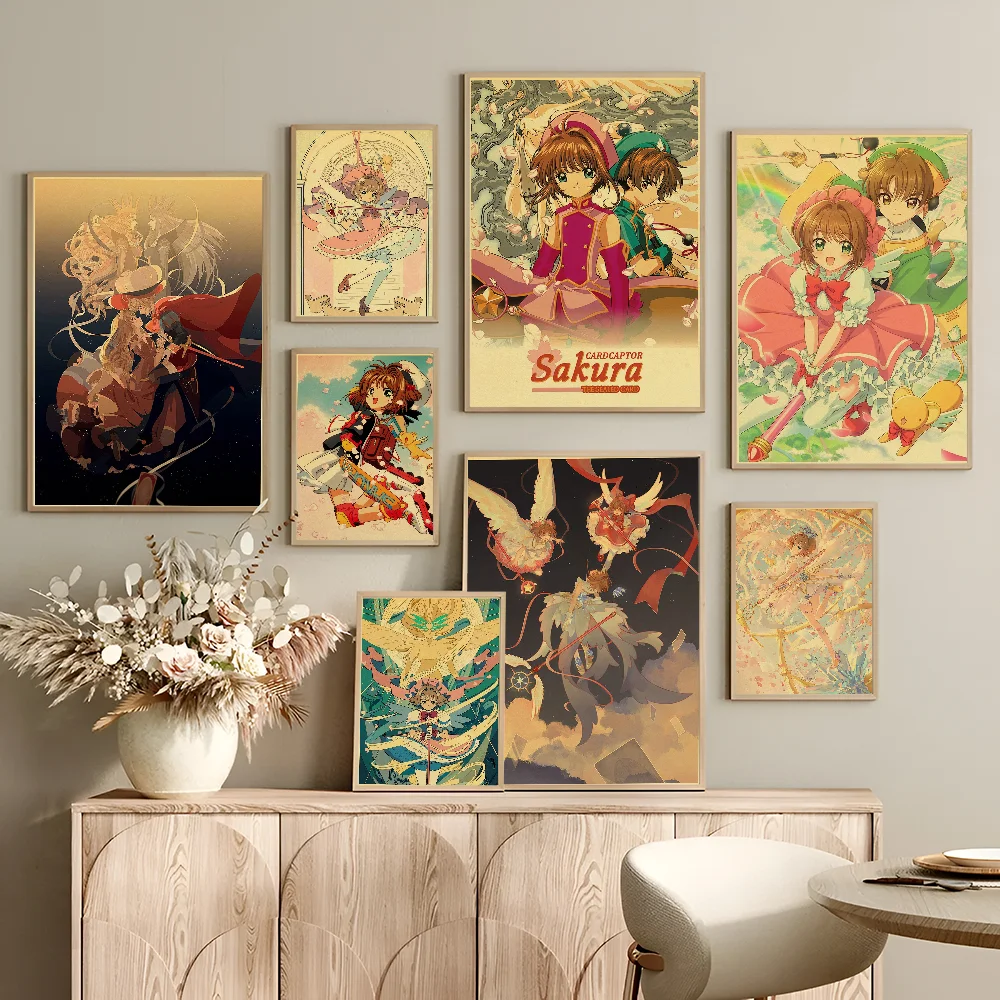 Card Captor Sakura Whitepaper Poster Retro Kraft Paper Sticker DIY Room Bar Cafe Vintage Decorative Painting