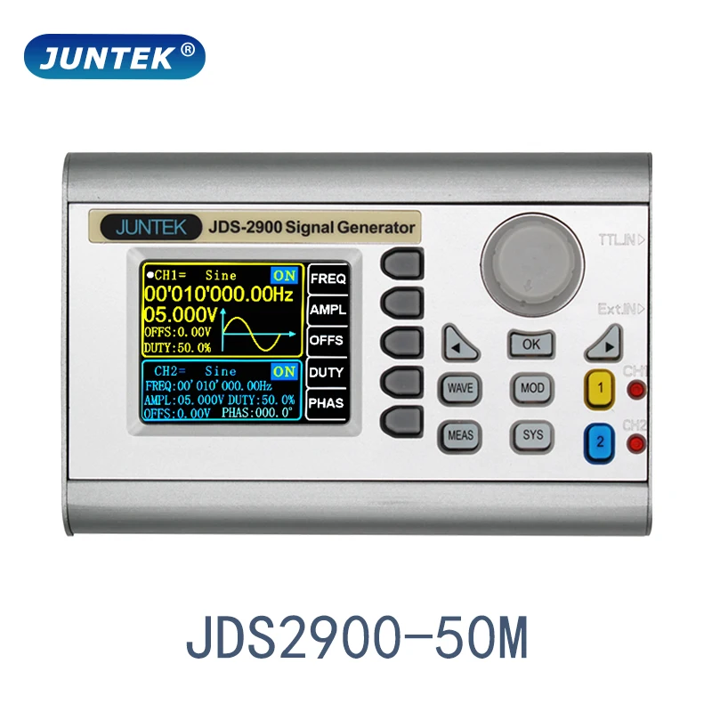 

Генератор сигналов JUNTEK JDS2900-50M, 50 МГц, DDS, цифровое управление, Двухканальный измеритель частоты, генератор сигналов произвольной формы