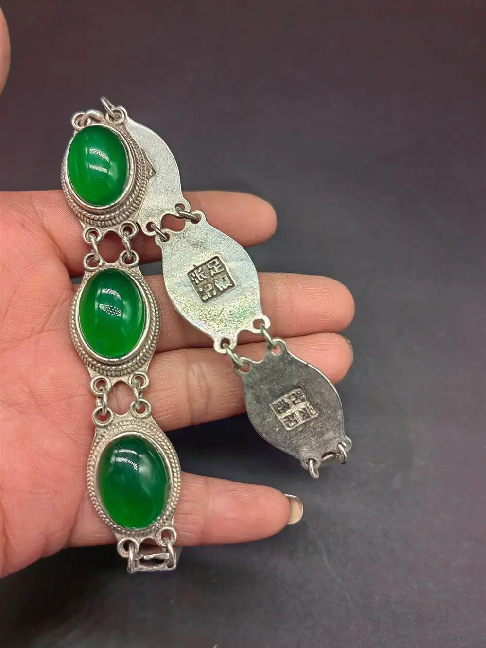 

Old Tibetan Silver 925 Inlaid with Red Green and Blue Agate Bracelets Men and Women Accessories Couple Gifts