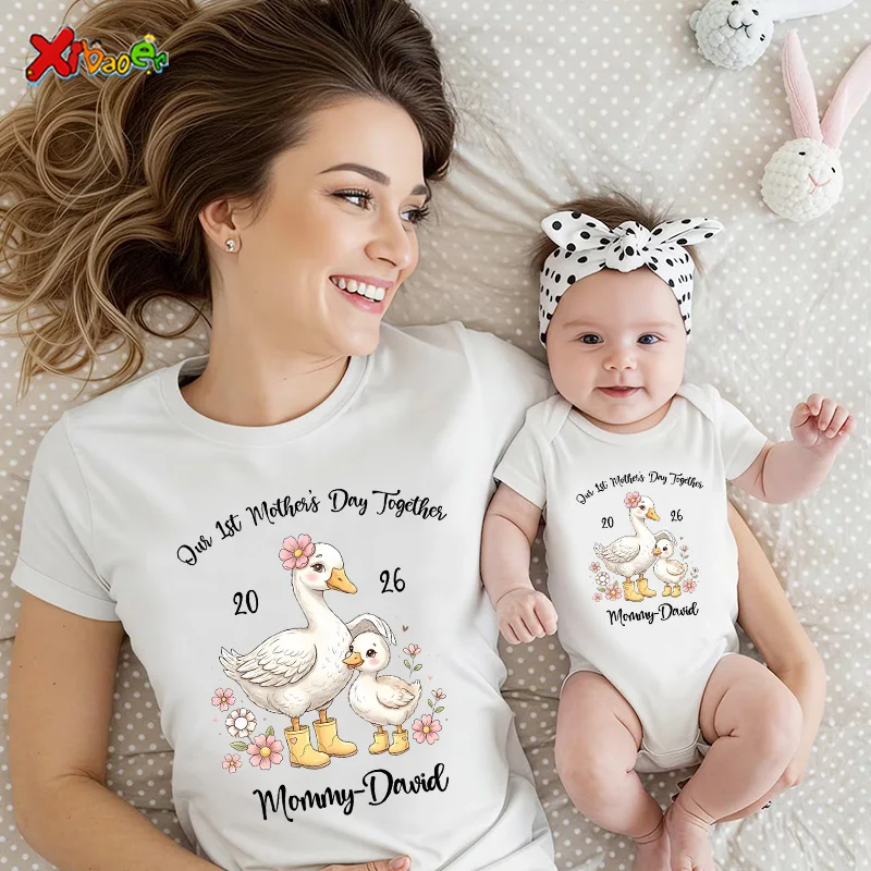 Mother Day Tshirt Custom Outfits Our First Mother Day Shirts Outfits Shirt Duck Mommy Party Outfits Kids Custom Name Shirt Baby