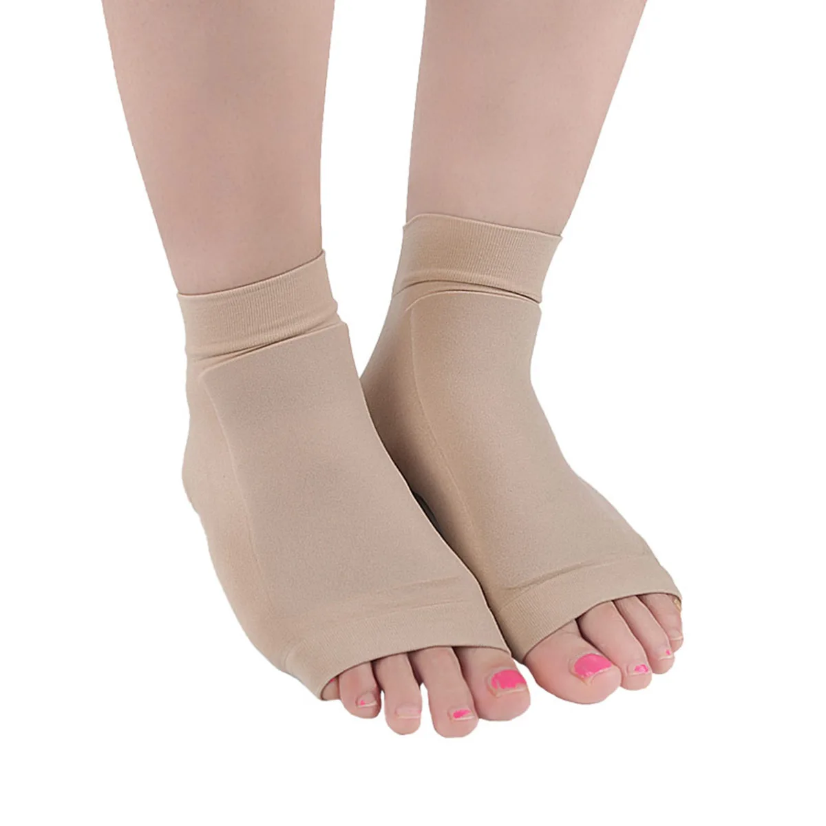 1 Para Ochraniaczy na Pięty z Podwójnego SEBS, Oddychające Ochraniacze na Pięty i Kostki, Otwarte Palce, Zmiękczające Popękane Pięty, Skarpety dla Kobiet i Mężczyzn