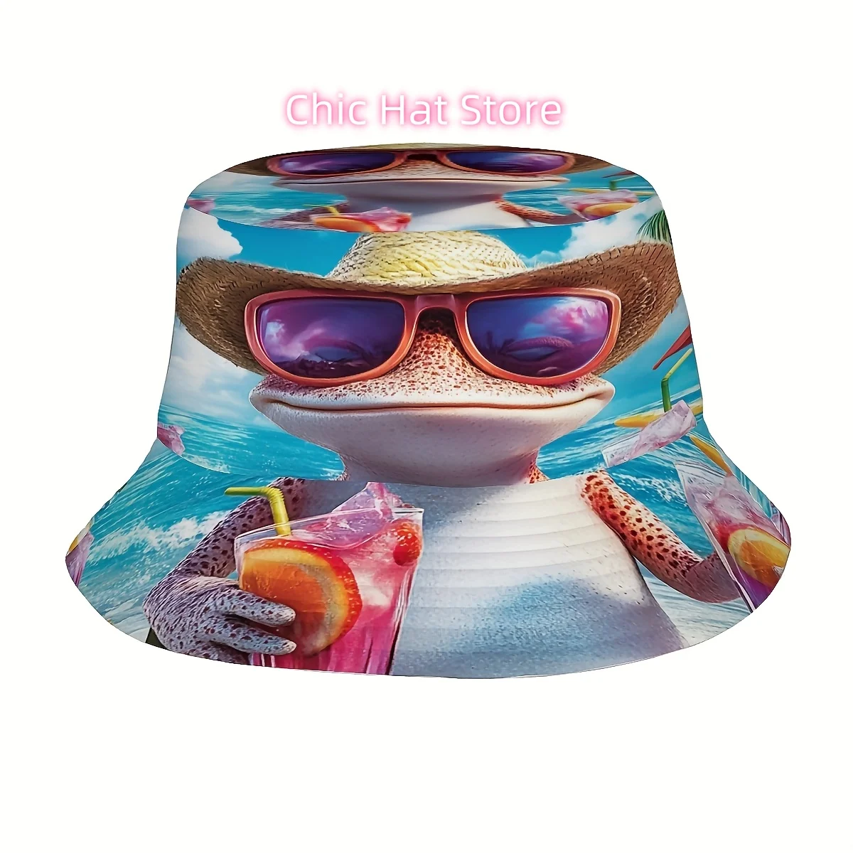 1pc Cute Frog Print Fisherman Hat - Stylish Bucket Hat for Men & Women, Perfect for Summer Outdoor Activities, Golf, Beach, Fish