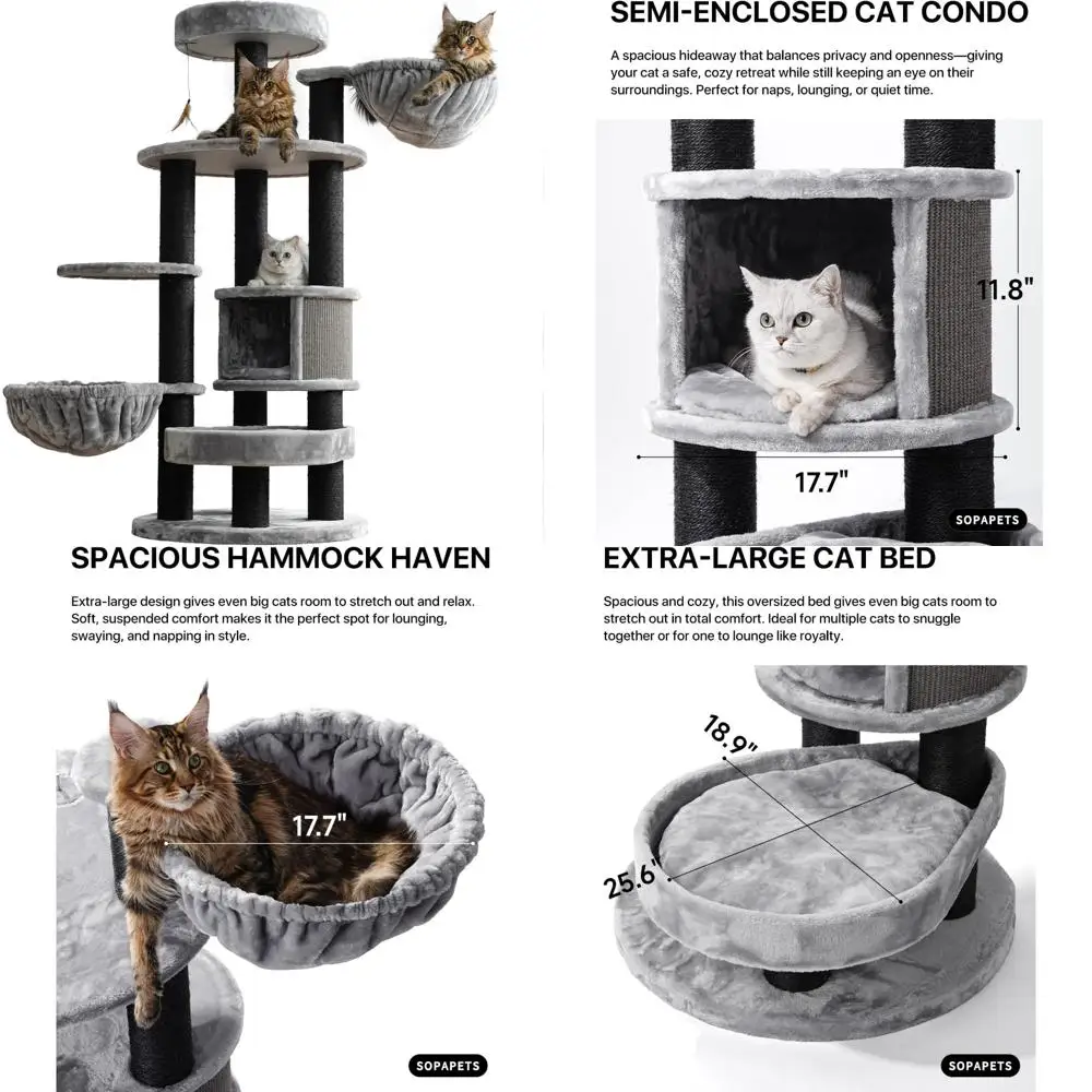 

Кошачье дерево Maine Coon XXL — высокая комнатная башня для больших взрослых кошек до 20 фунтов