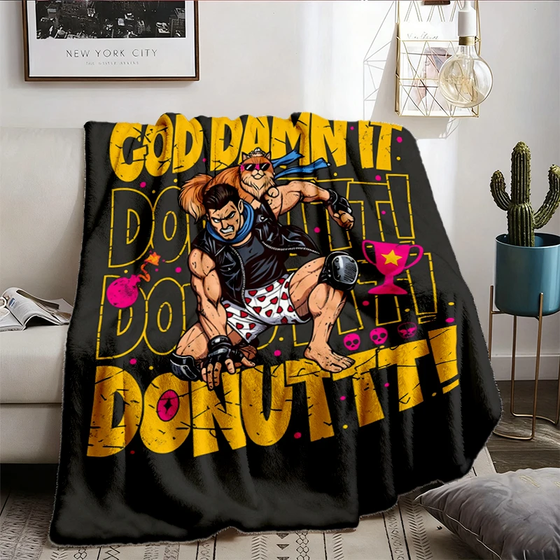 Dungeon Crawler Carl God Damn It Donut  Flannel Blanket, Princess Donut Cat Flannel Throw, Sci-Fi Cozy