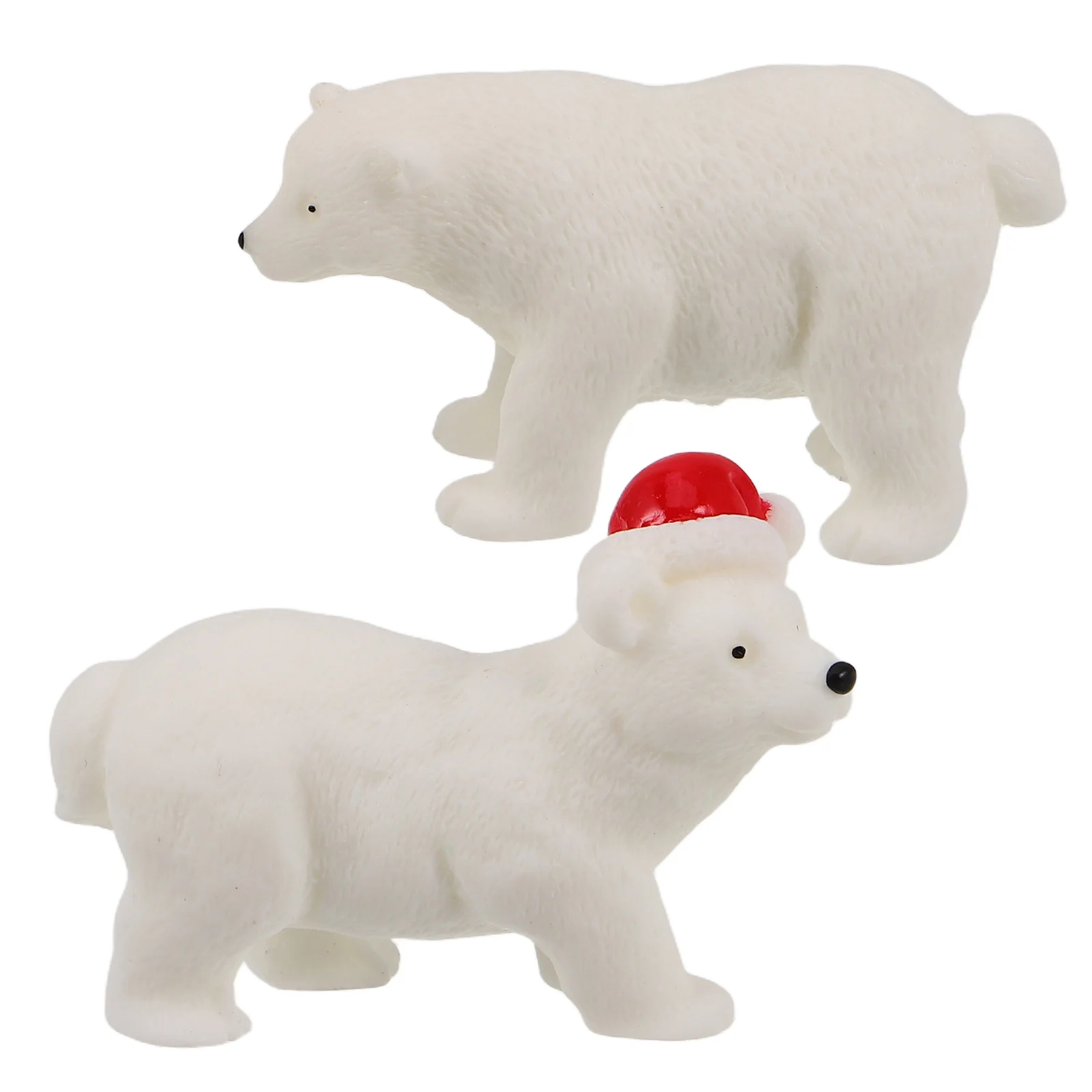 

2pcs Mini Polar Bear Resin Ornaments Christmas Decorations for Office Study Bedroom Table Top Holiday Adornments
