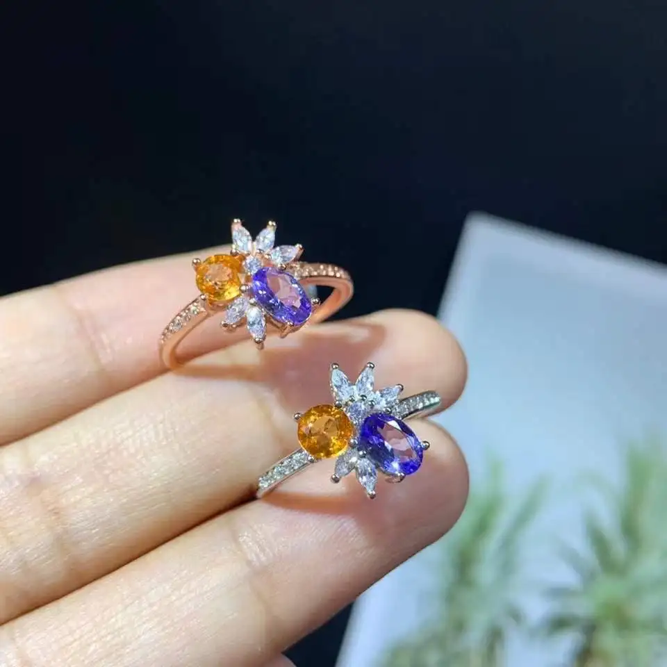 

The Best Gift for Your love 100% Natural Real Tanzanite luxury Ring ring Free shipping gemstone 925 sterling silver Fine jewelry