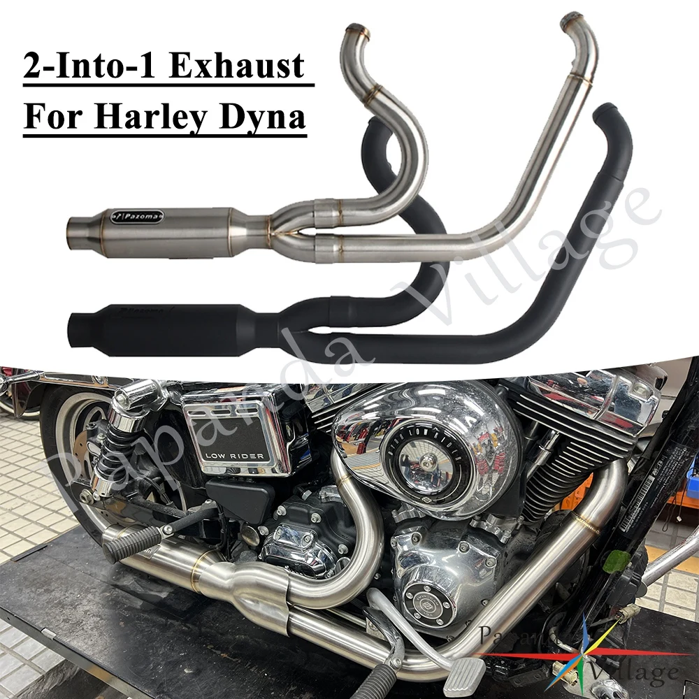 

Для Harley Dyna Super Wide Glide Low Rider S Street Fat Bob 06-17 Moto 2-в-1 Глушитель выхлопной трубы Система глушителя без шнуровки