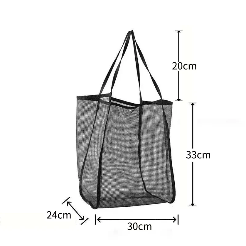 Large Capacity Mesh Beach Bag Durable Solid Color Sturdy Handles Travel Beach Vacation Camping Multi Purpose Storage Heavy view 2