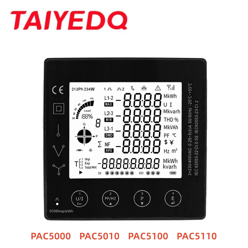 Multi-function Power Panel 3 Phase Smart Energy Meter 96*96mm RS485 Modbus RTU 4 Wire Panel Meter