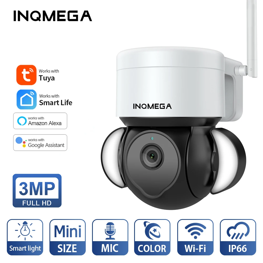 

INQMEGA Wifi TUYA CAMERA ip camera WIFI Smart Cloud 3MP Video Surveillance Outdoor Auto Tracking Google Home Alexa PTZ IP Camera