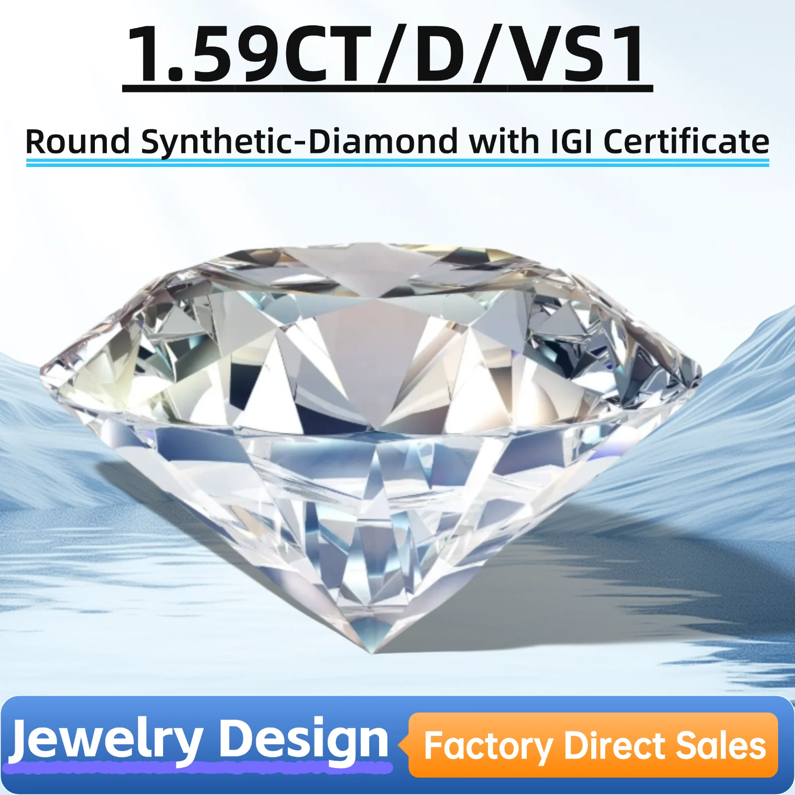 

Искусственный бриллиант 1.59 карата D VS1 круглой огранки, идеальный синтетический алмаз для колец, ожерелий, подвесок, серег, для создания ювелирных изделий своими руками