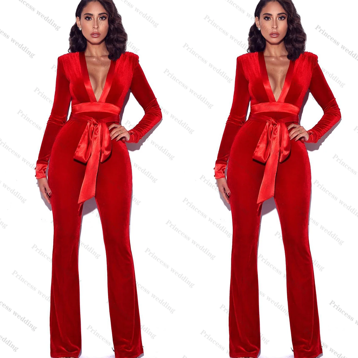 Blazer de terciopelo rojo para mujer, traje ajustado de manga larga, hecho a medida, ropa de trabajo Formal para fiesta de noche y cumpleaños, 2 piezas