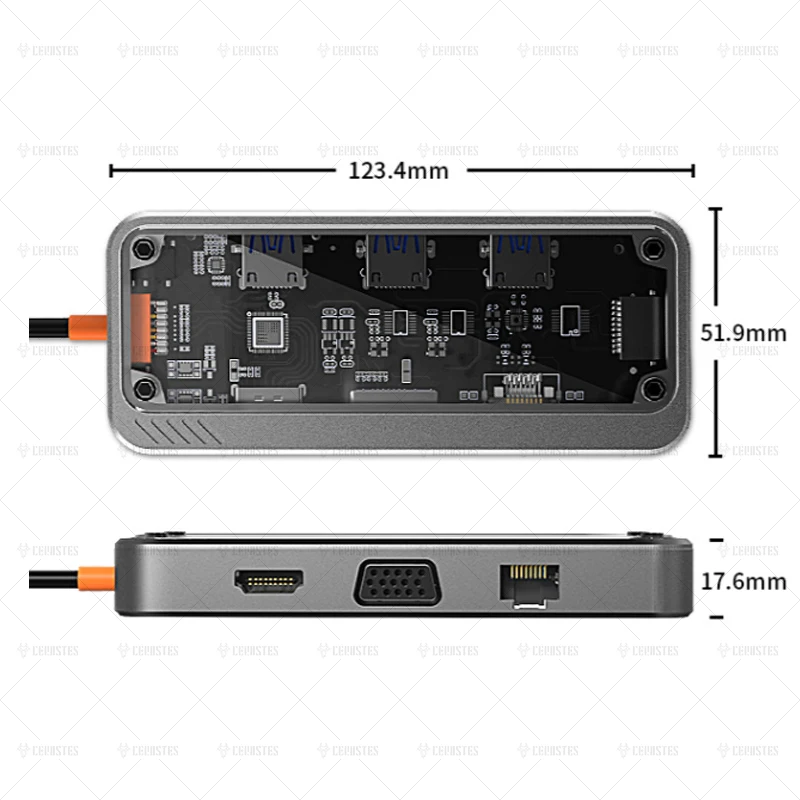 CERASTES USB C HUB Dock Station HUB USB 3.0 Type C To HDMI-compatible USB Splitter Adapter for Macbook Pro Air M1 M2 Laptop PC