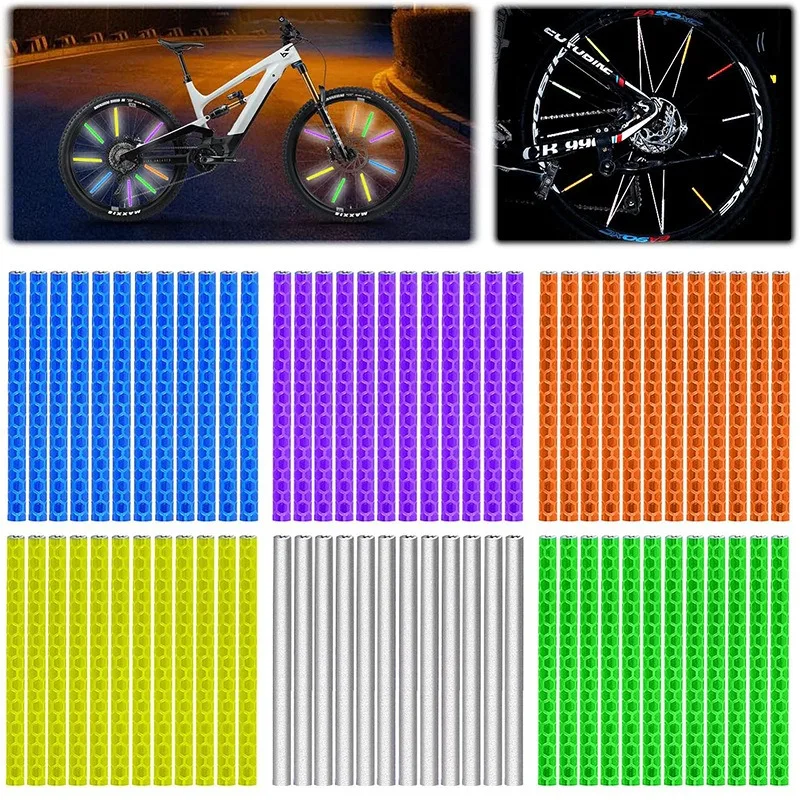 12Pcs Reflective Mount Clip Tube Warning Strip Bicycle Wheel Spoke Reflector Stripe Steel Wire Lamp MTB Bike Reflector Light