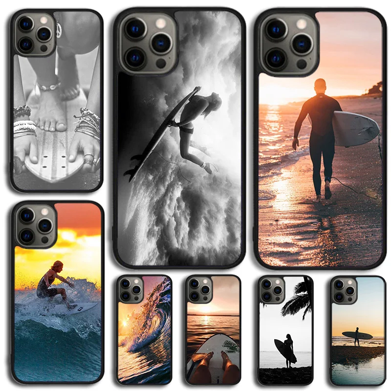 Summer beach surfboard surfing Phone Case Cover For iPhone 15 16 14 XR XS 11 12 13 Mini Pro MAX Plus