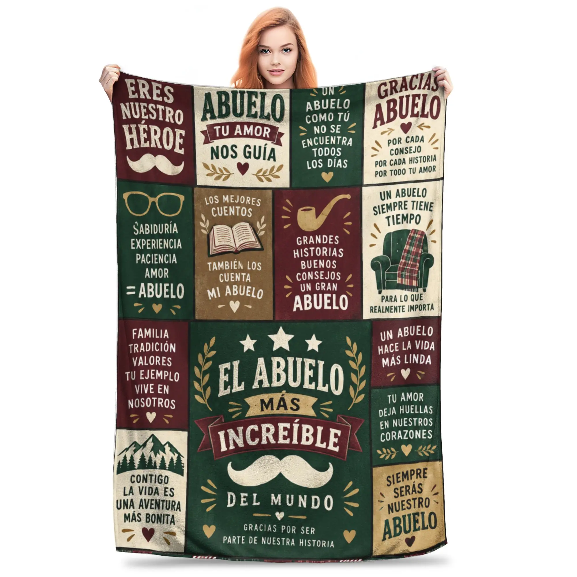 1PC Colorful Quilt Items Blanket Throw Blanket Thanksgiving Gifts to Abuelo Papa Novelty Warm Blanket All Season Gift