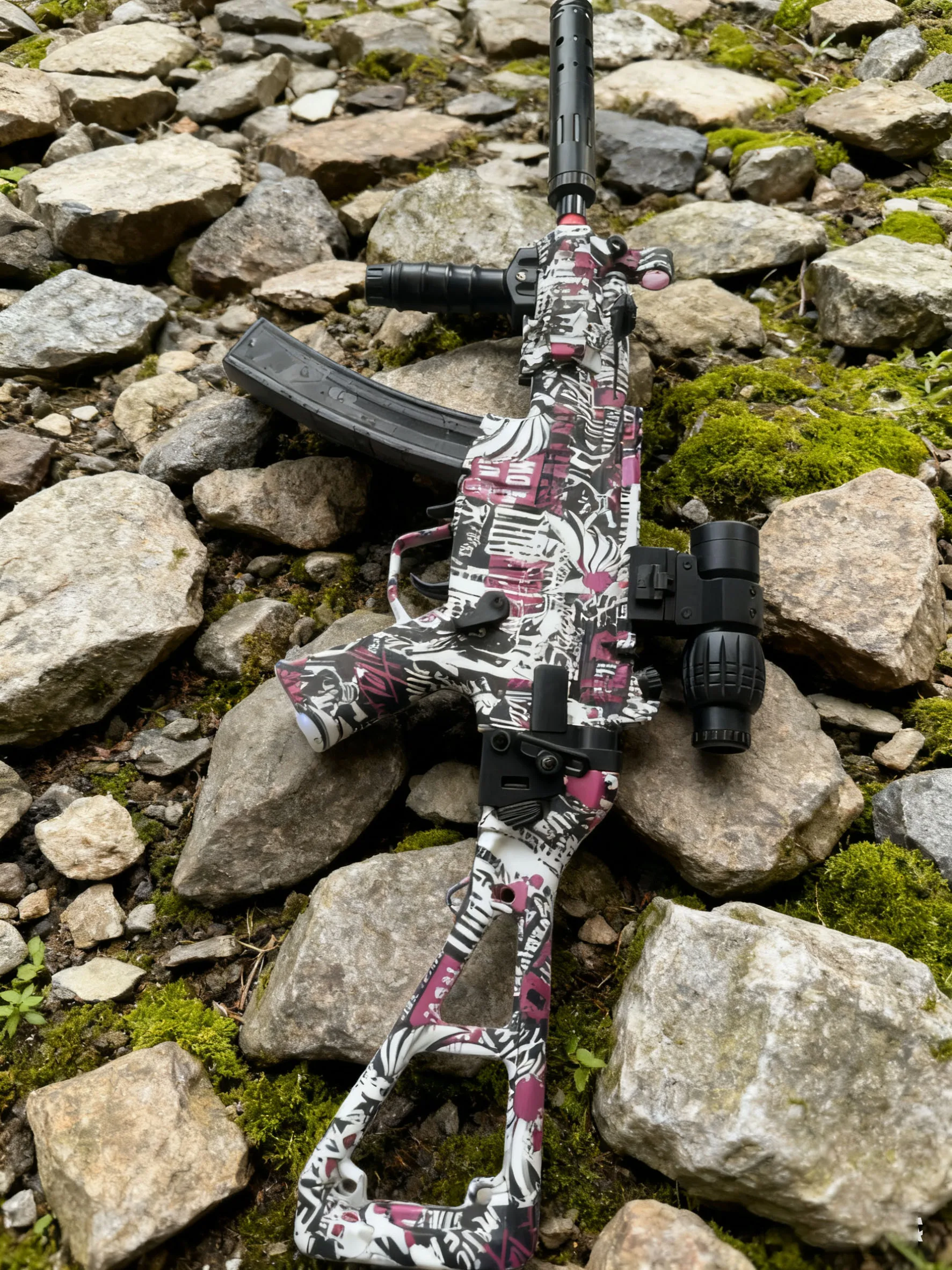 MP5K Gel Blaster Elektryczny Pistolet na Kulki Żelowe Pełny Automat Zabawka Dalekiego Zasięgu 30 Metrów do Gier Taktycznych na Zewnątrz dla Dorosłych