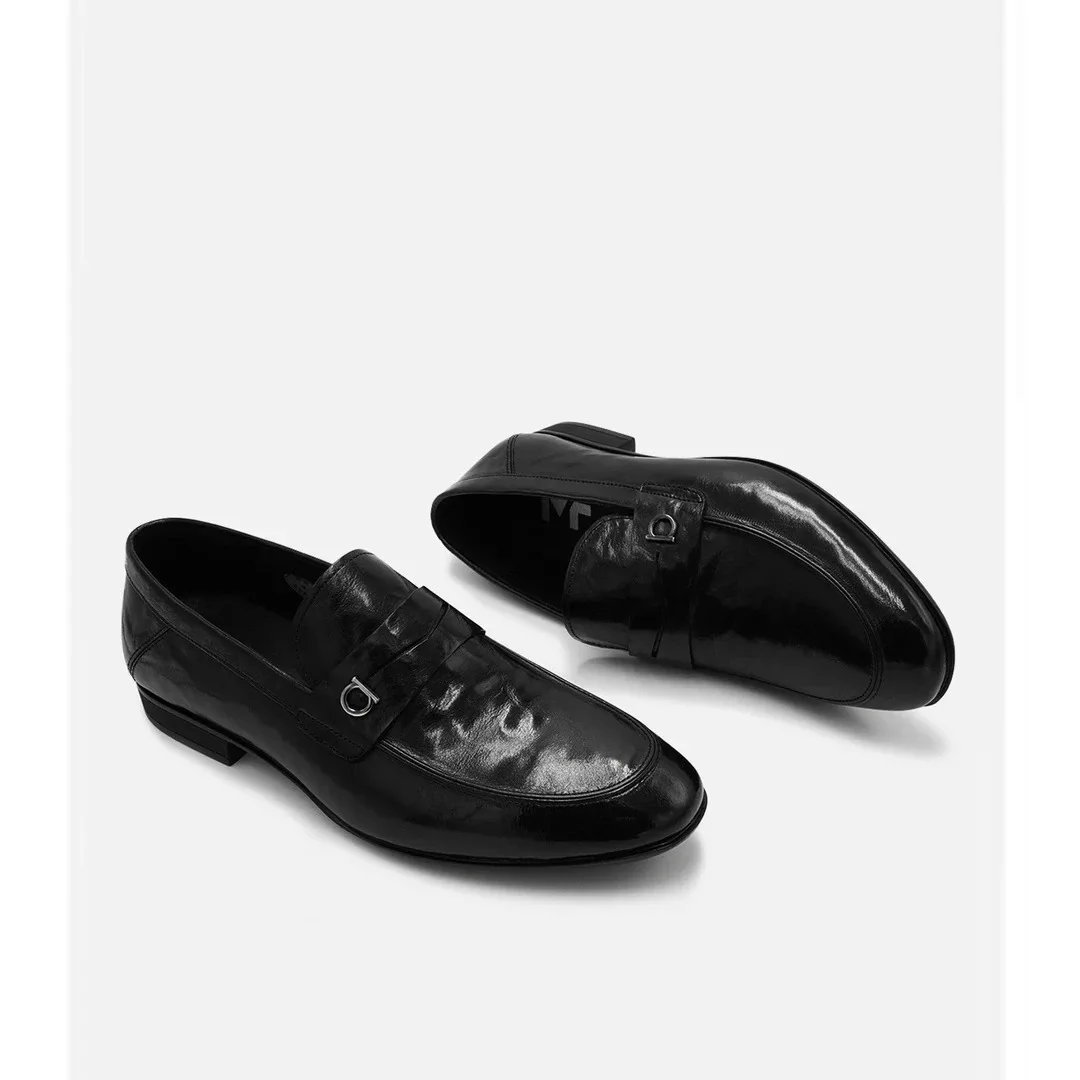Men's Business Casual Soft soled British Breathable Non slip Leather Shoes Anti slip Wear resistant Versatile Bean Shoes