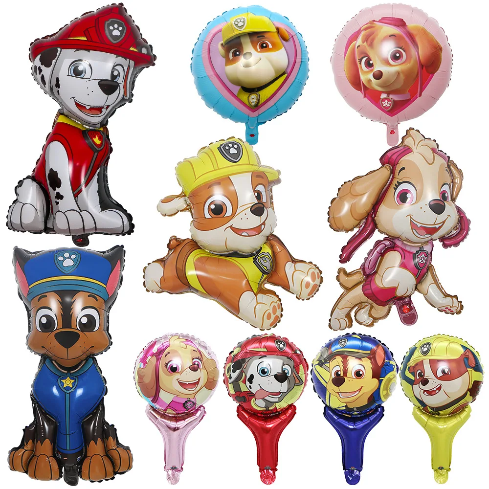 Cute Paw Patrol Themed Balloon Party Decoration Supplies Rescue Dog Chase Rubble Aluminum Foil Balloon Childrens Birthday Gift