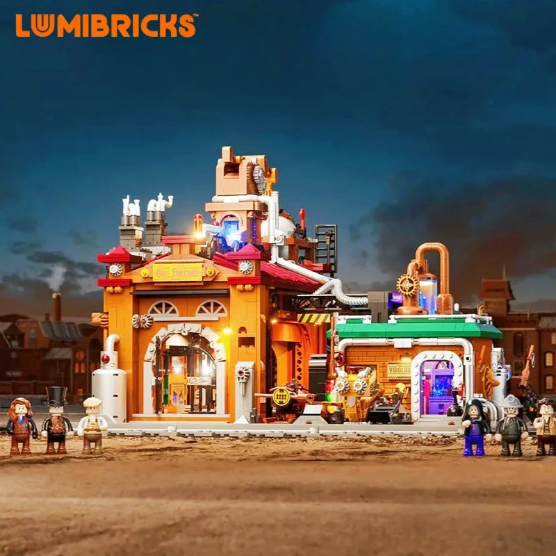 Lumibricks Steam Punk Slow Poke Model Retro Ore Factory Architectural Splicing Toys Assemble Bricks Block Street Scene Puzzle