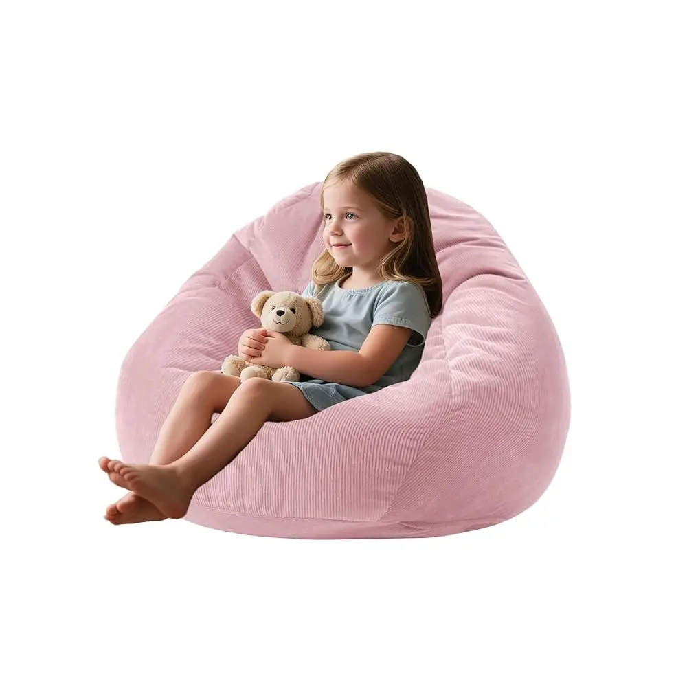 

Bean Bag Chairs With Corduroy Cover Removable, 3 Ft Large Memory Foam Bean Bag Chairs For Kidswith Filling,Round Fluffy Sofa