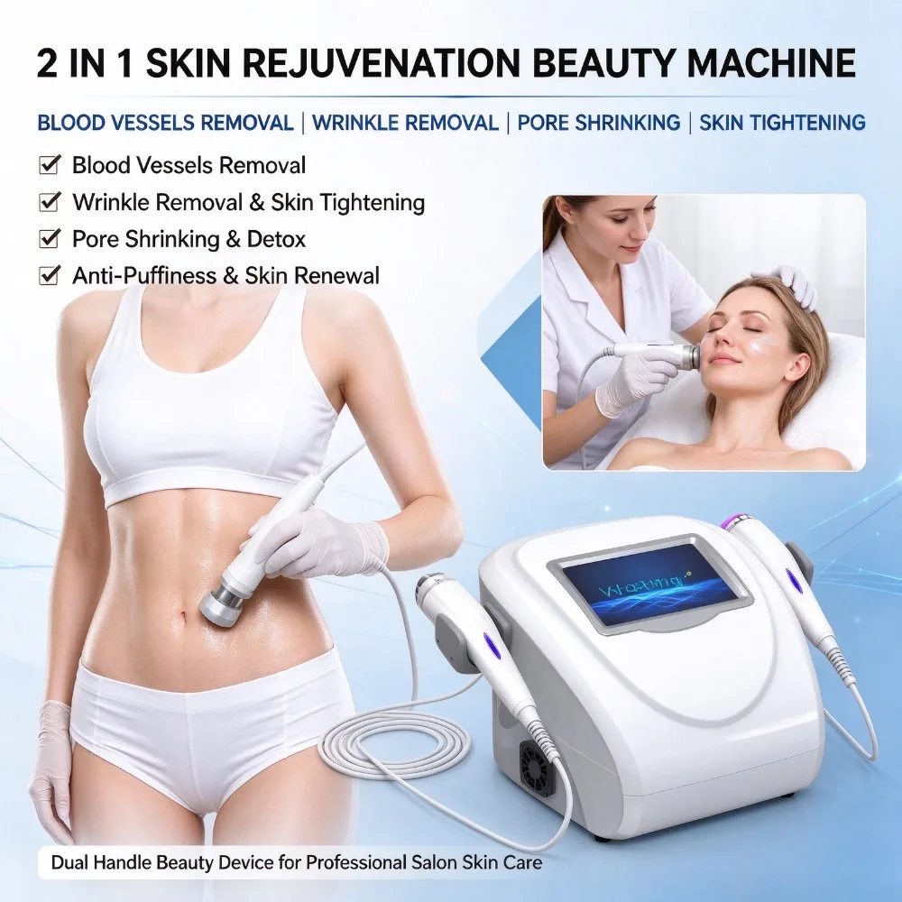 Dual Handle Skin Rejuvenation Machine, Vascular Wrinkle Removal Skin Tightening Beauty Equipment